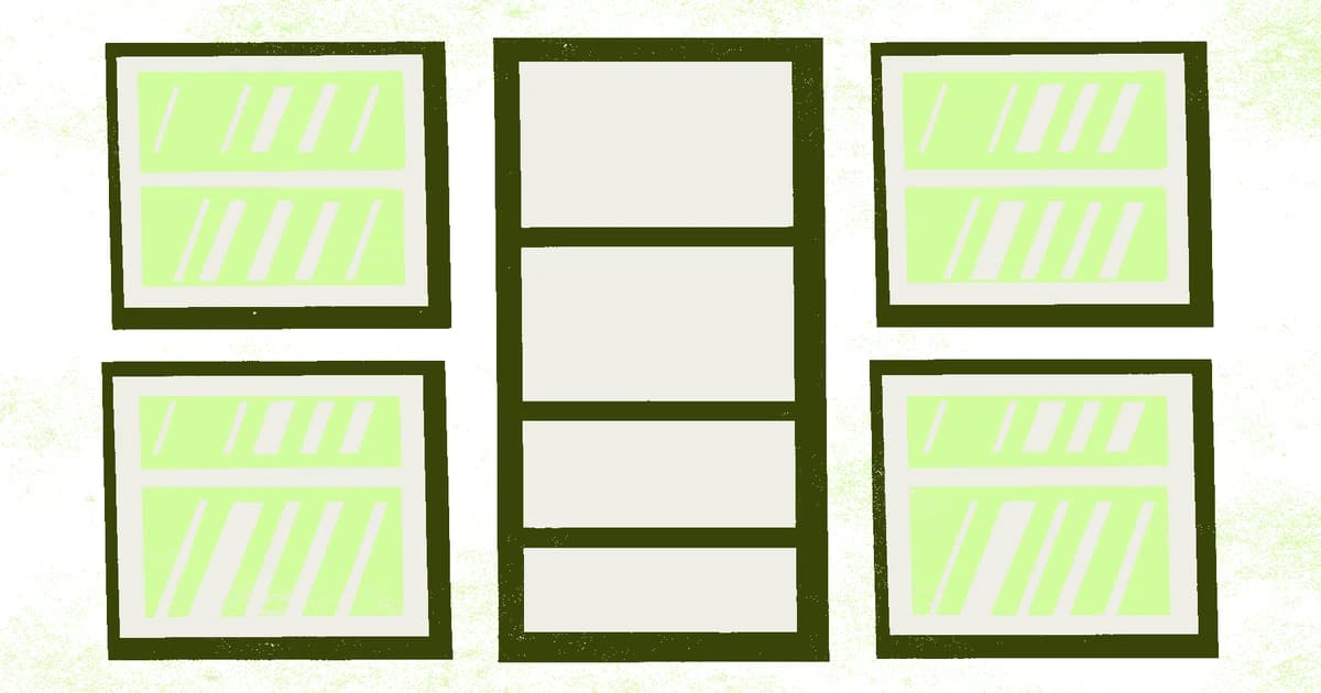 A large central data block divided into four smaller blocks arranged around it, representing a large CSV file split into manageable chunks